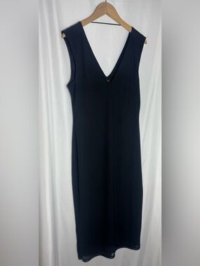 Afrm Classic Black goth evening elegant sheer dress V-Neck Sleeveless medium